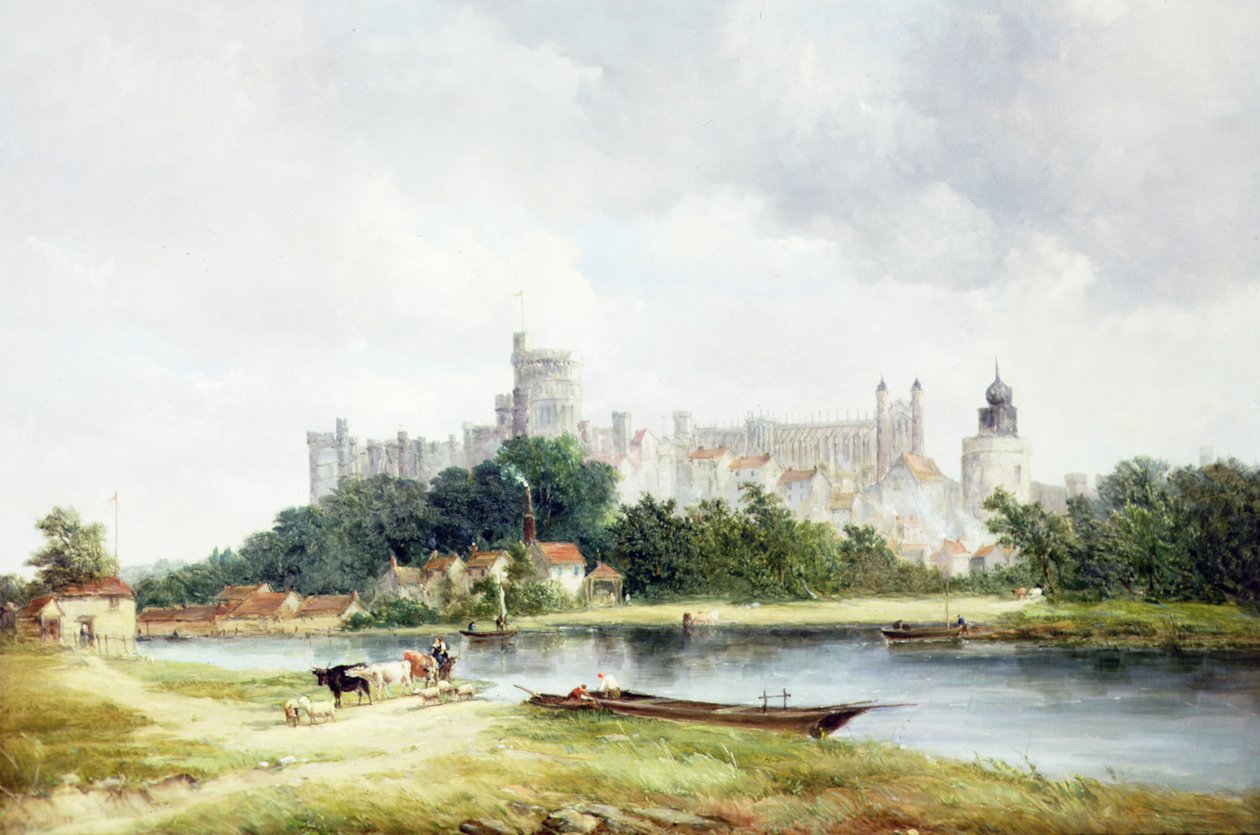 Windsor Castle fra Brocas Meadows av Alfred Vickers