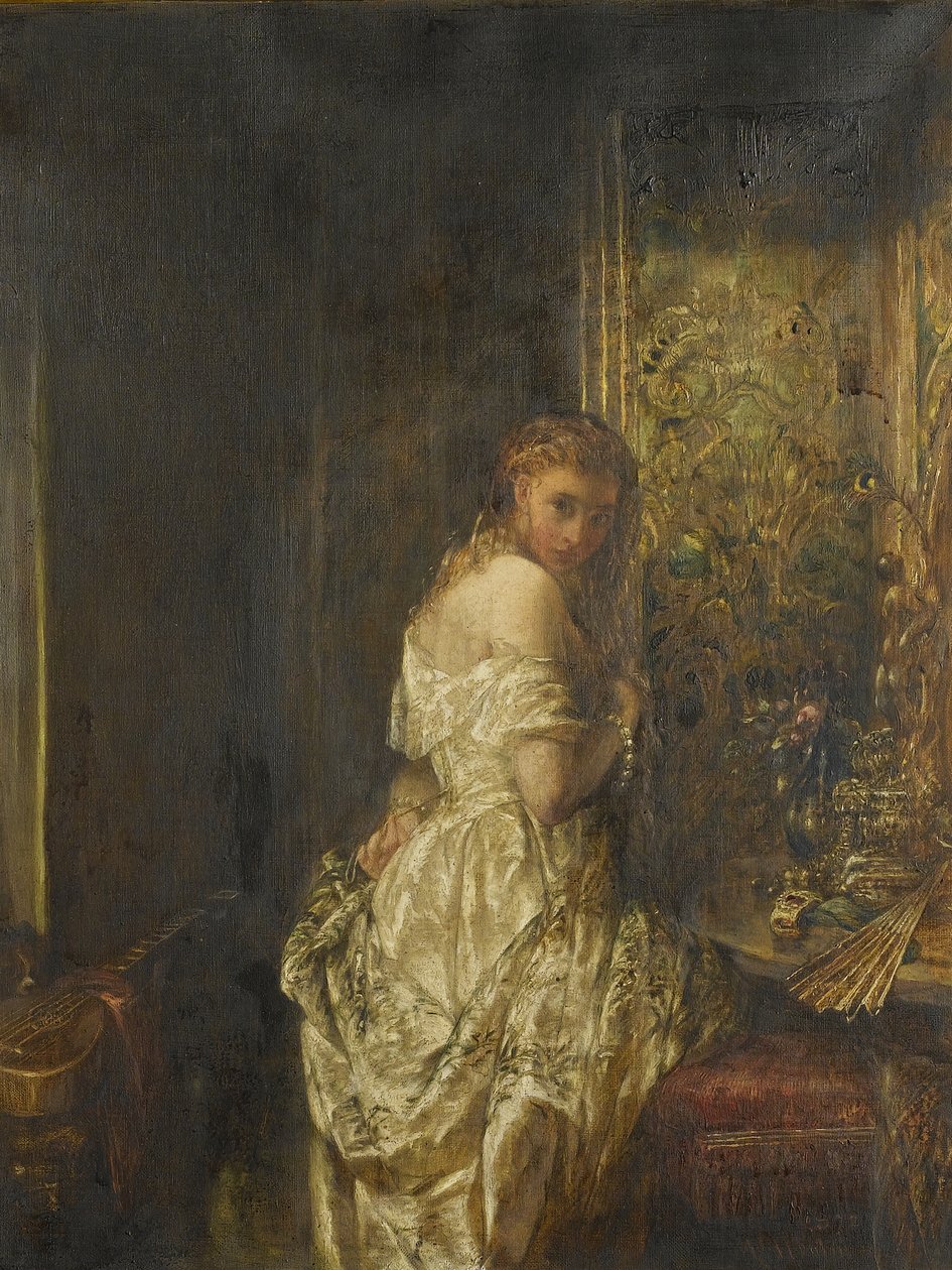 Kvinne i hvitt, 1872 av Alfred Woolmer