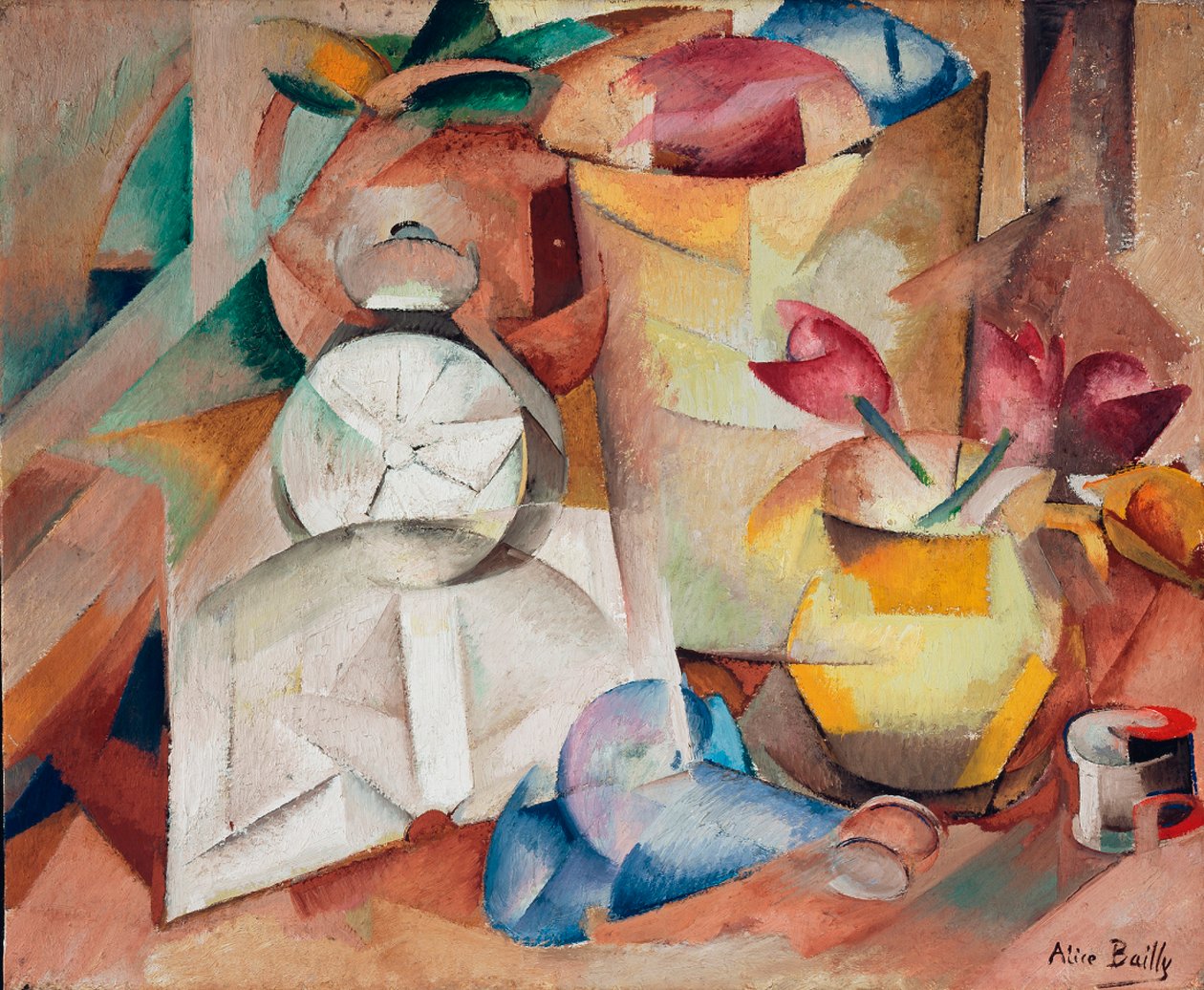 Stilleben med vekkerklokke, 1913. av Alice Bailly