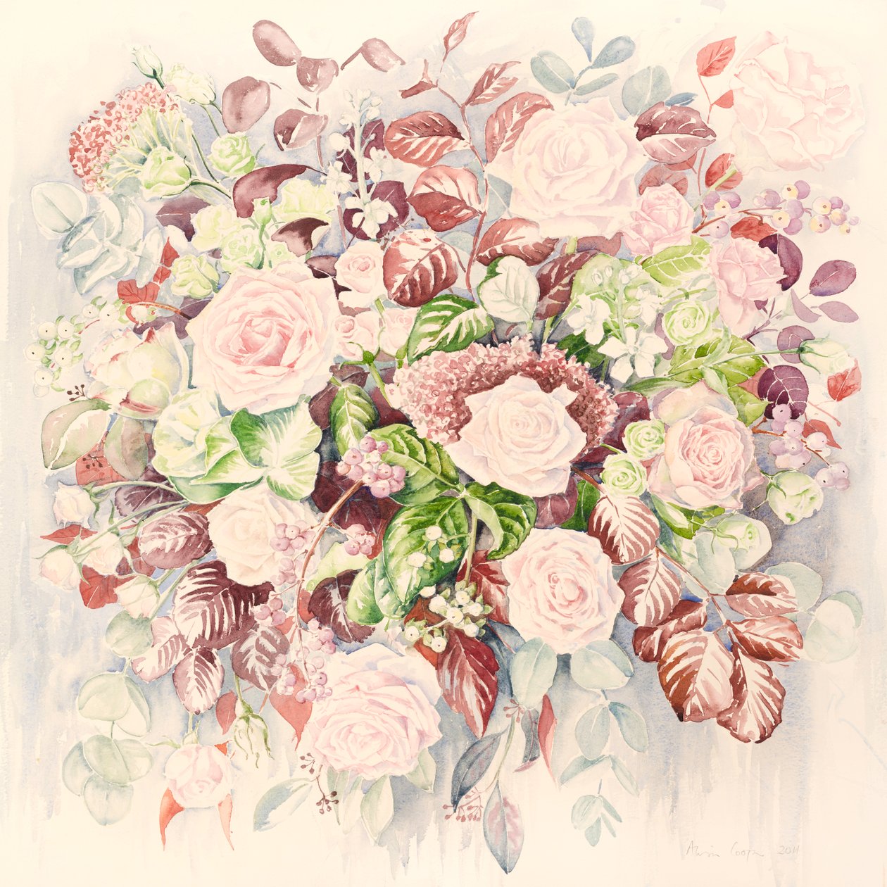 Bryllupsblomster, 2011, akvarell av Alison Cooper