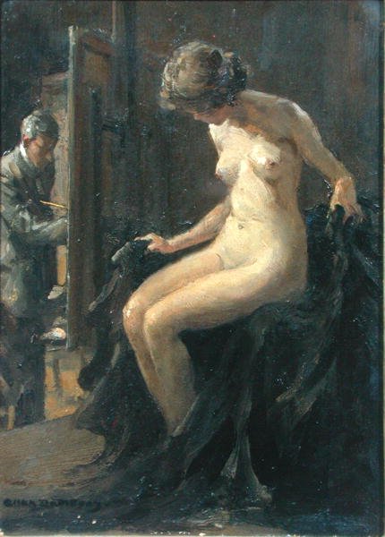 The Studio (olje på panel) av Allan Douglas Davidson