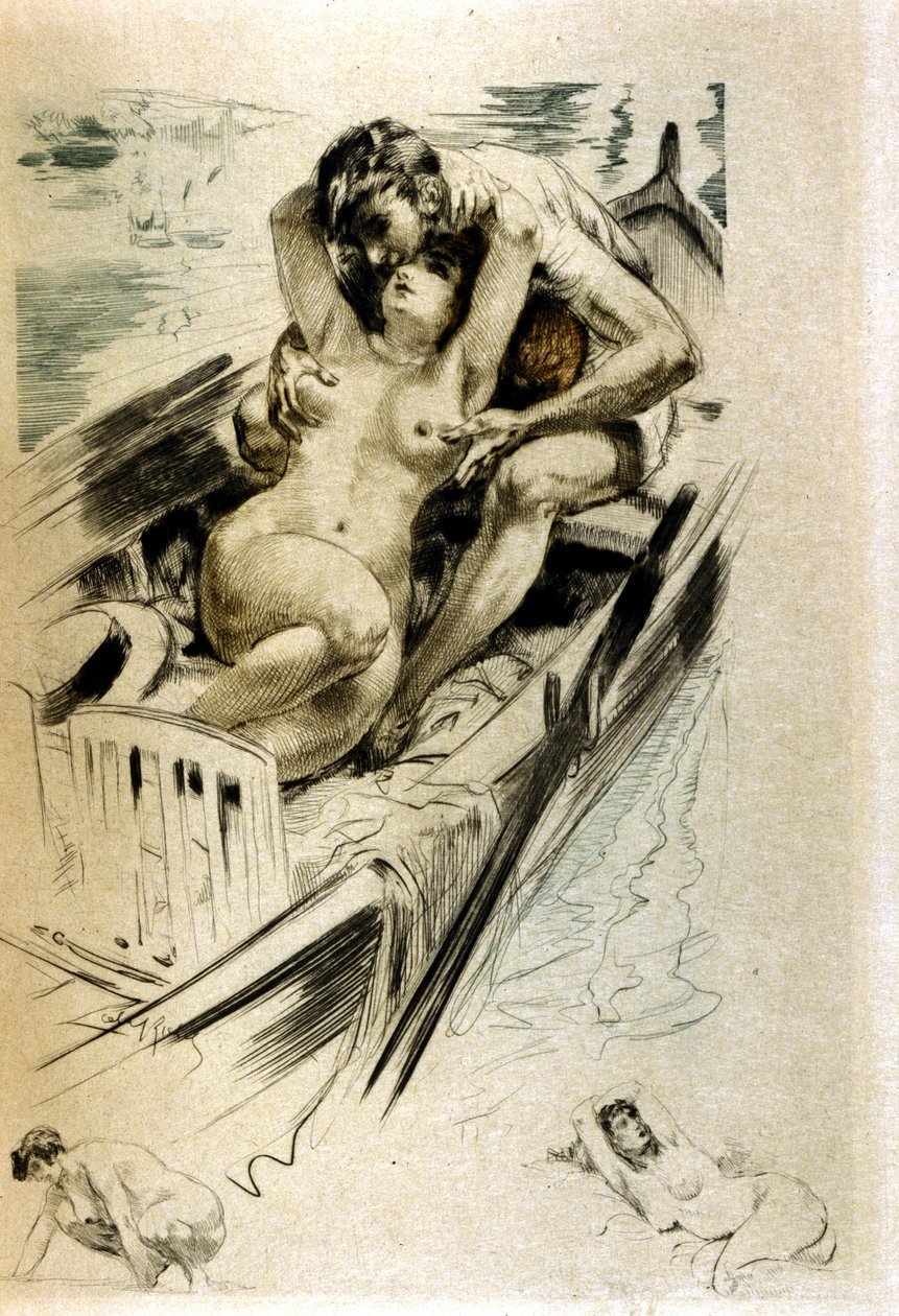 Galant scene (gravering) av Almery Lobel Riche