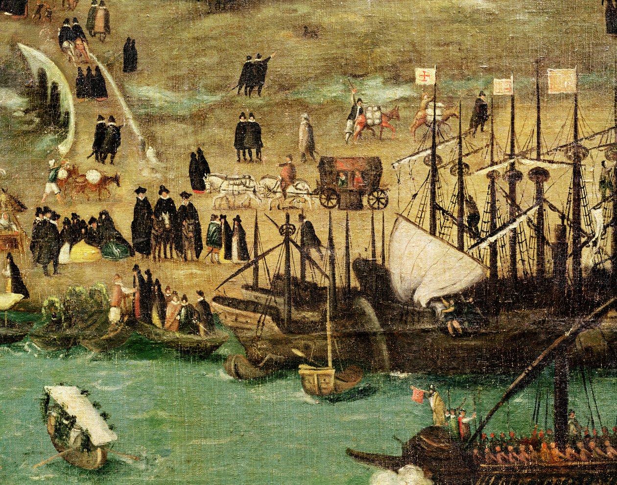 Havnen i Sevilla, ca. 1590 (detaljer) av Alonso Sánchez Coello