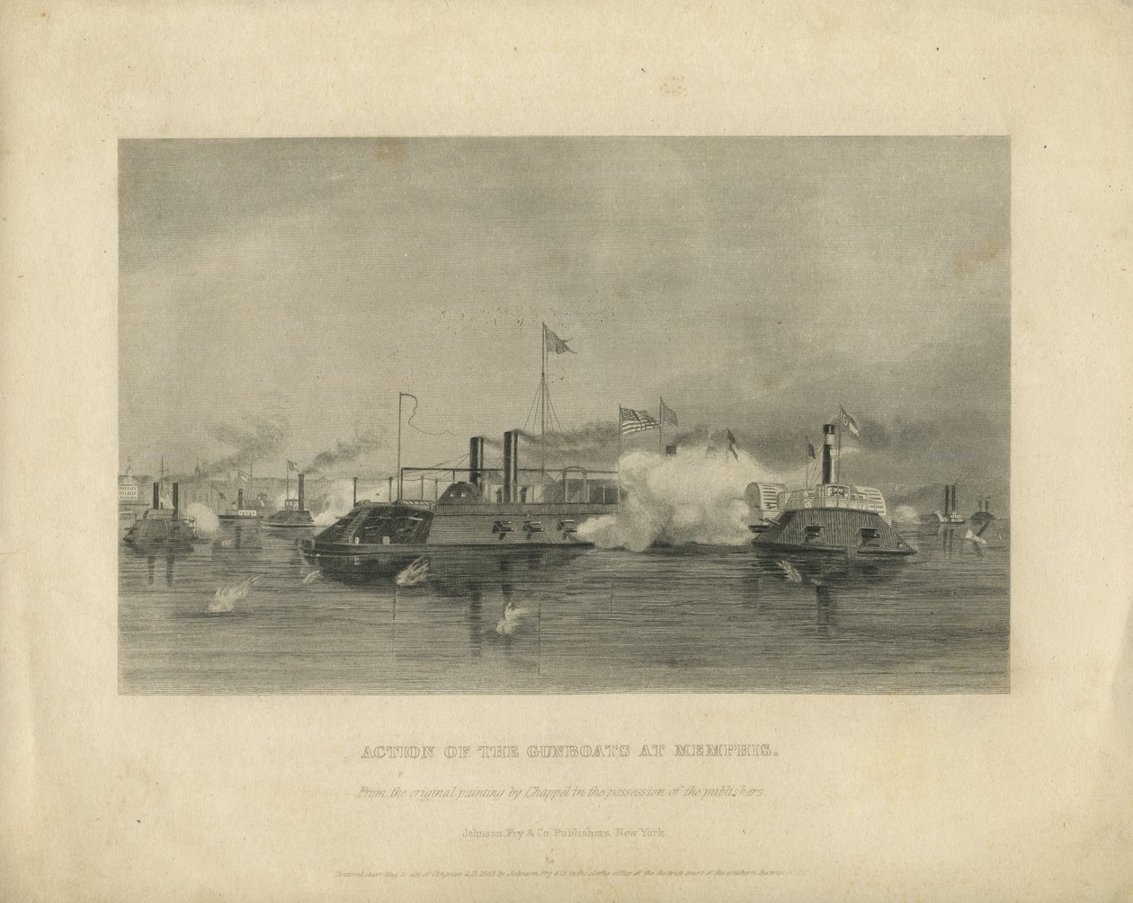 Action of the Gunboats at Memphis, ca. 1865 av Alonzo Chappel