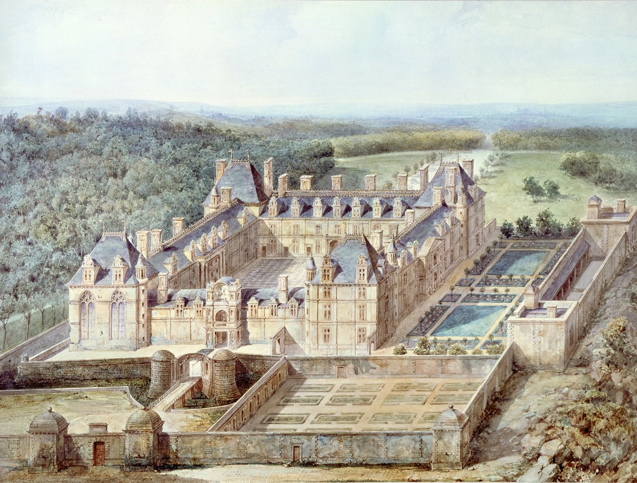 Utsikt over Chateau of Ecouen av Alphonse Lejeune