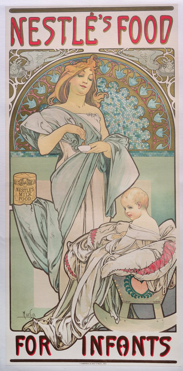 Nestles mat for spedbarn, 1897 av Alphonse Mucha