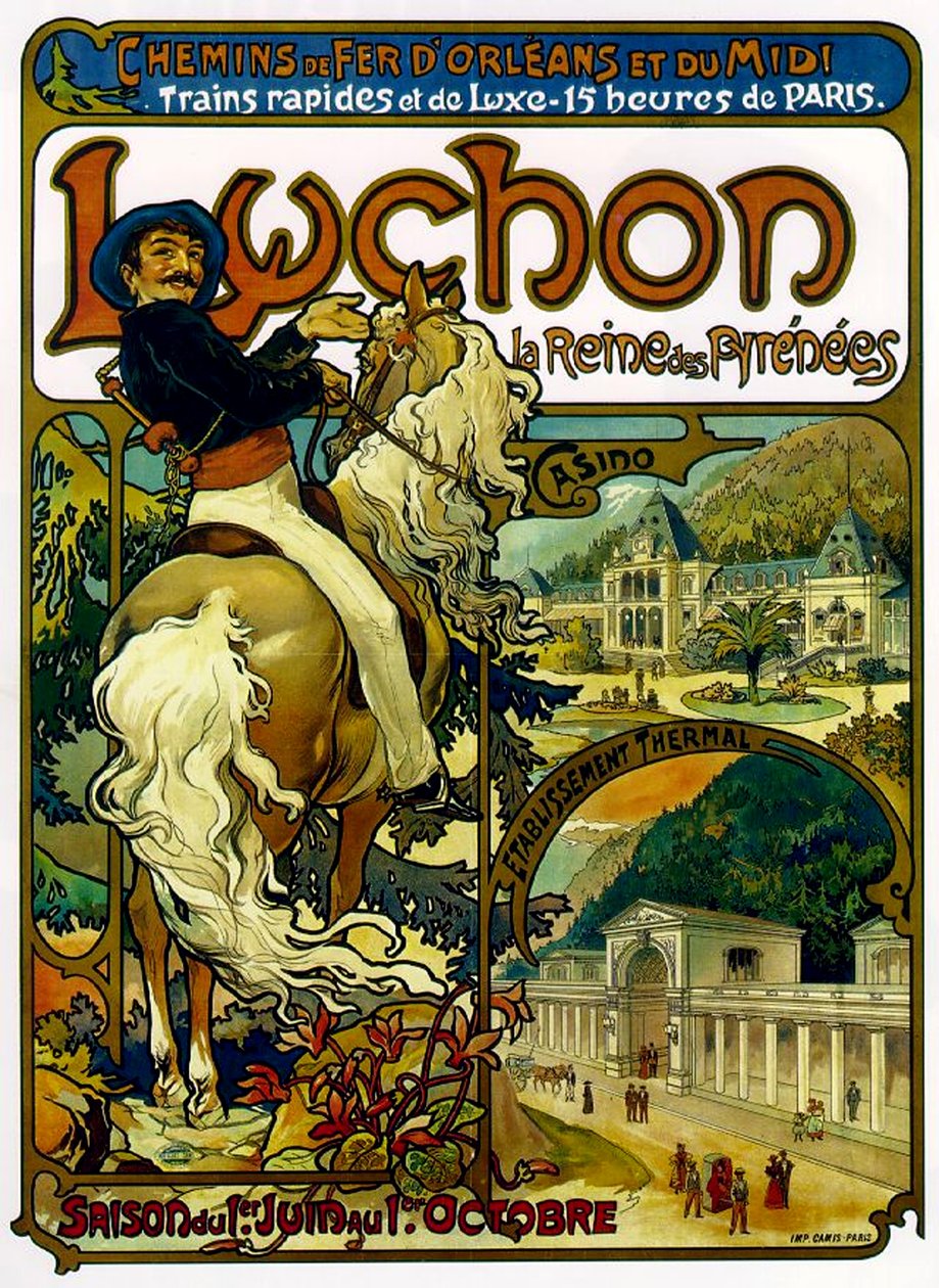 Plakat for tog til Luchon, Frankrike, 1895 av Alphonse Mucha