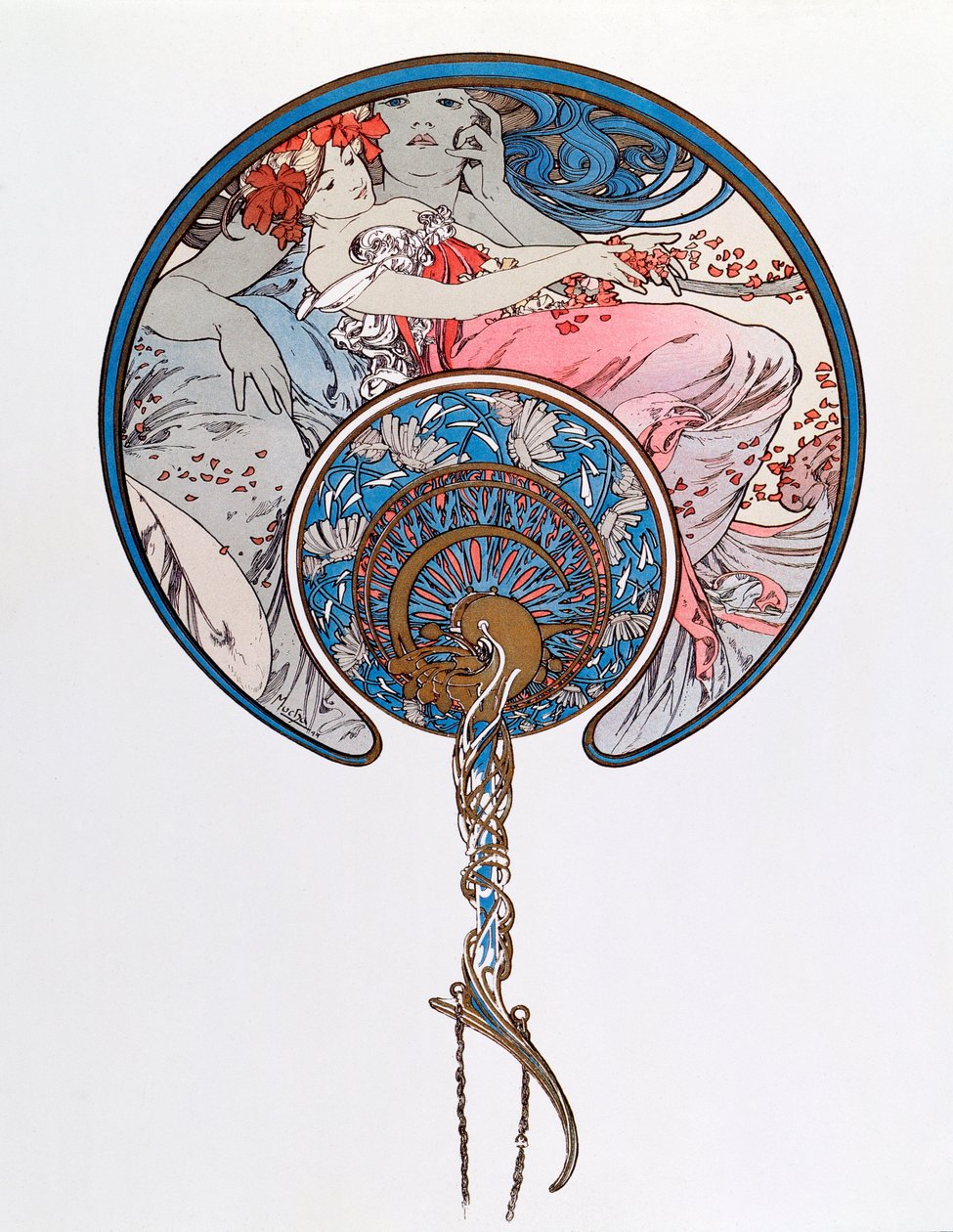 The Passing Wind Wars Youth Lithography av Alphonse Mucha (1860-1939) 1899 - Dim 45,5x 62 cm Privat samling av Alphonse Mucha
