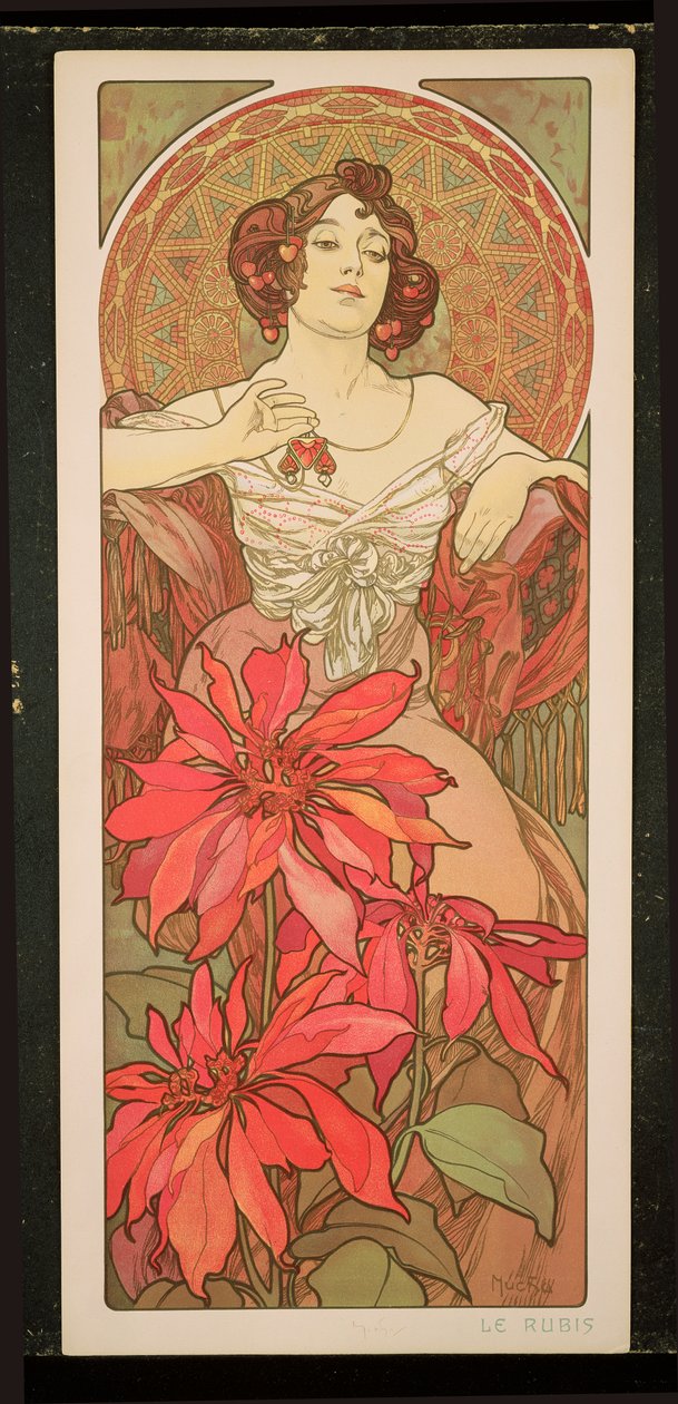 The Precious Stones: Ruby, 1900 av Alphonse Mucha