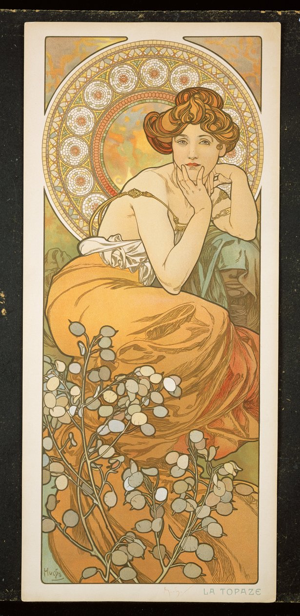 The Precious Stones: Topaz, 1900 av Alphonse Mucha