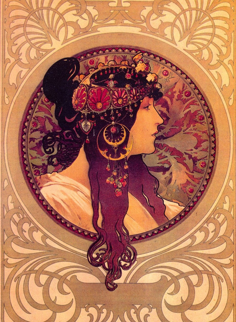 Dame øredobber av Alphonse Mucha