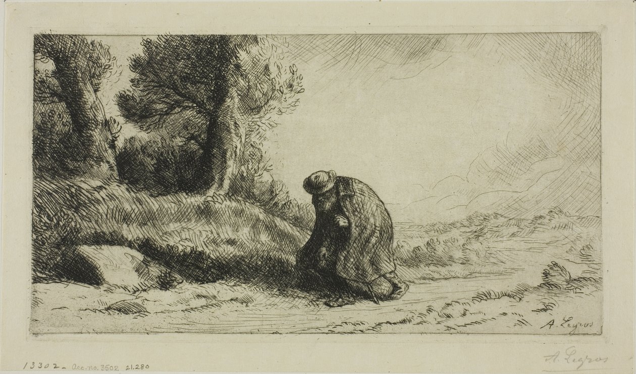 En vagabond som går langs en bane av Alphonse Legros