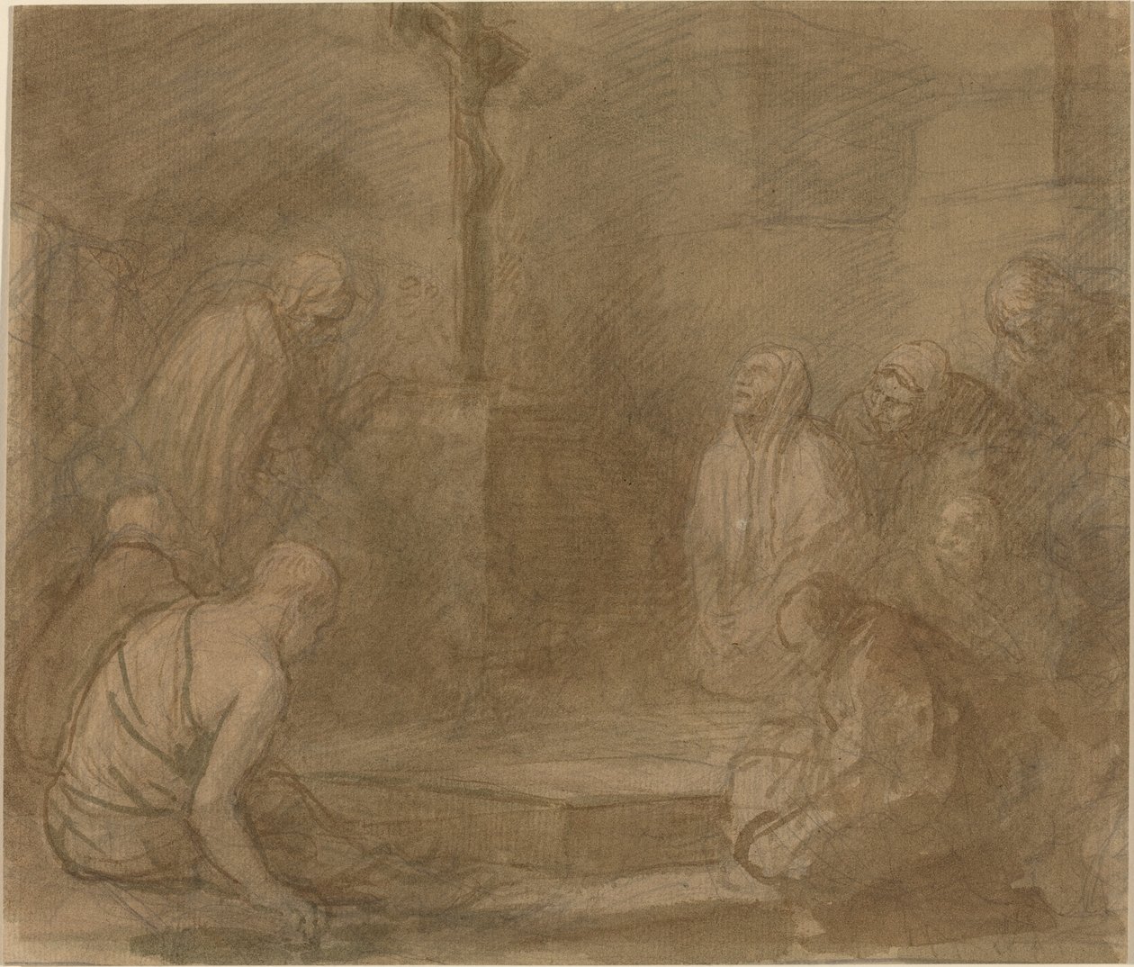 Ved foten av korset. av Alphonse Legros