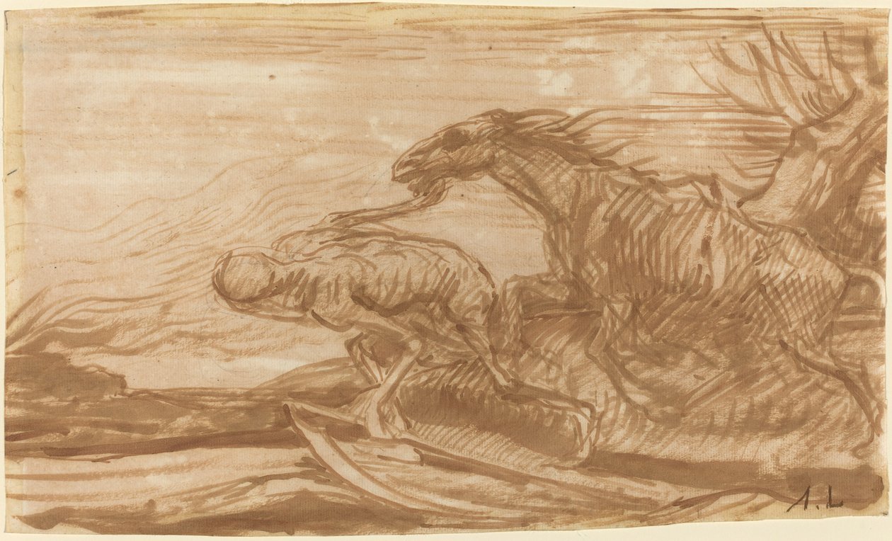 Døden og dens hest. av Alphonse Legros