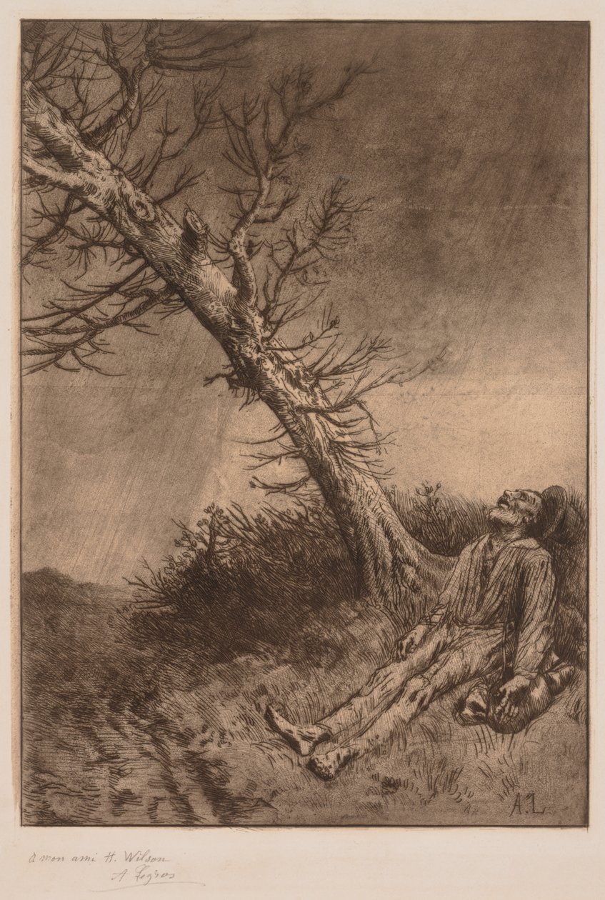 En vagabonds død, ca. 1875. av Alphonse Legros