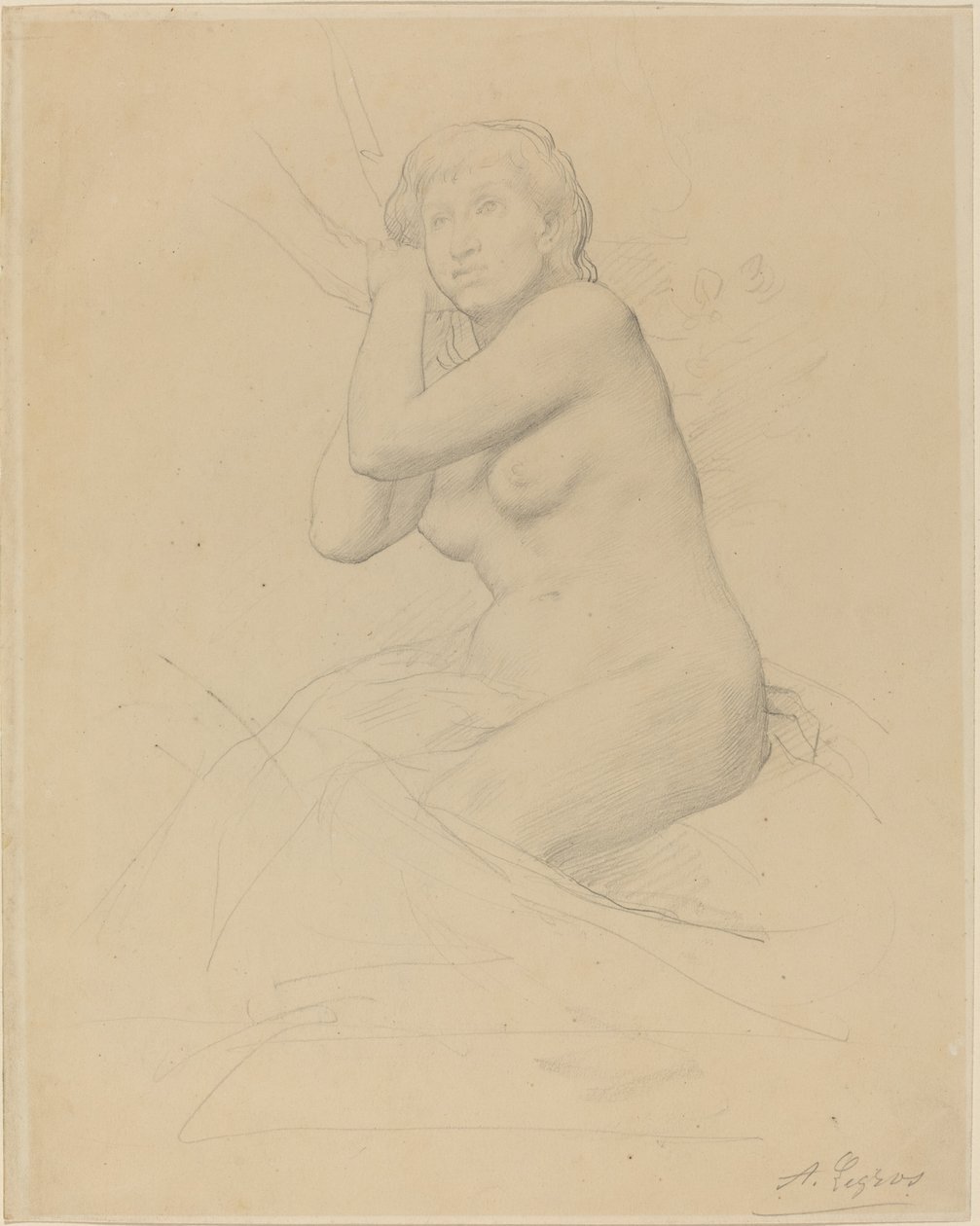 Naken kvinne sitter av Alphonse Legros
