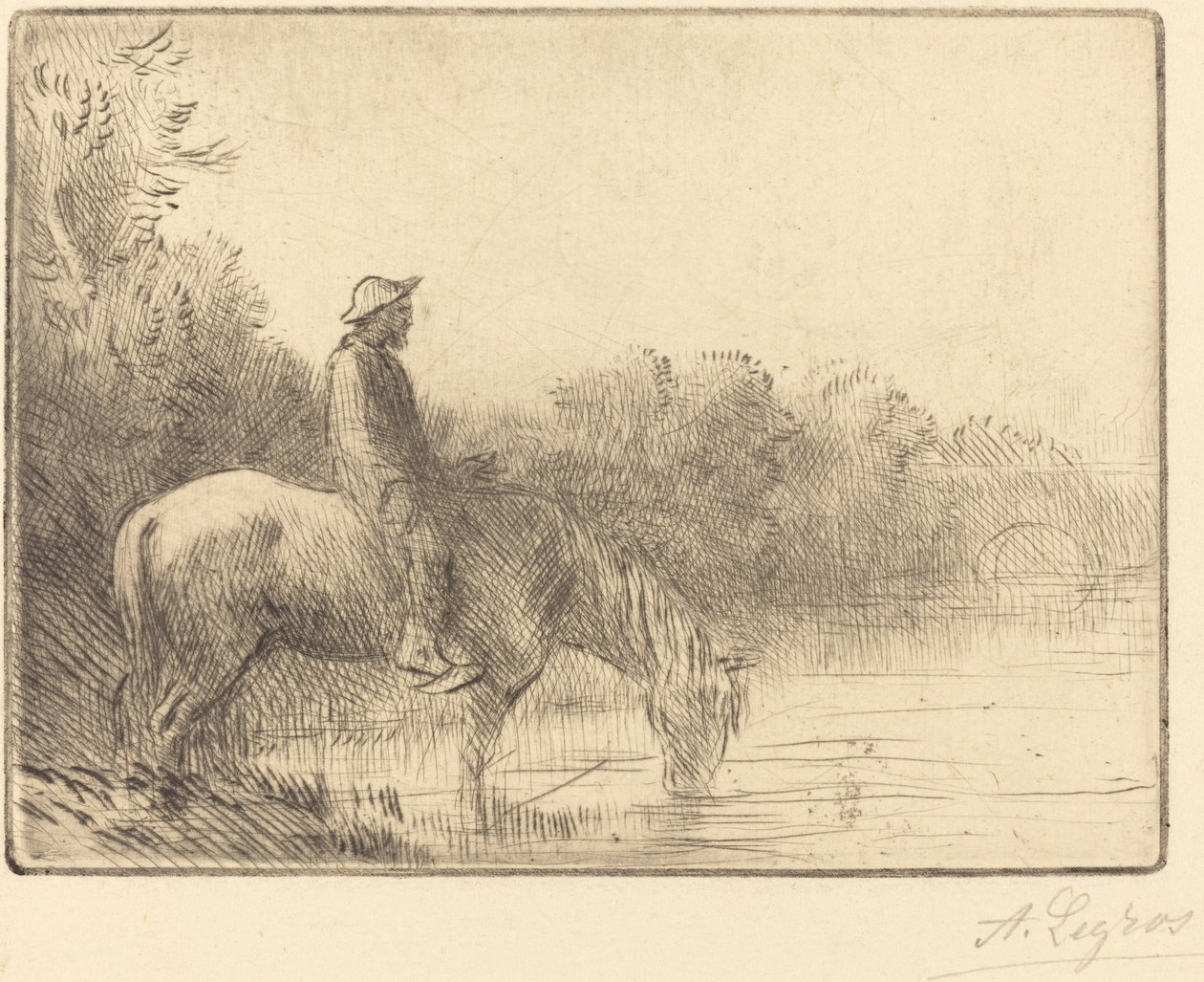 Fording en River Le gue. av Alphonse Legros