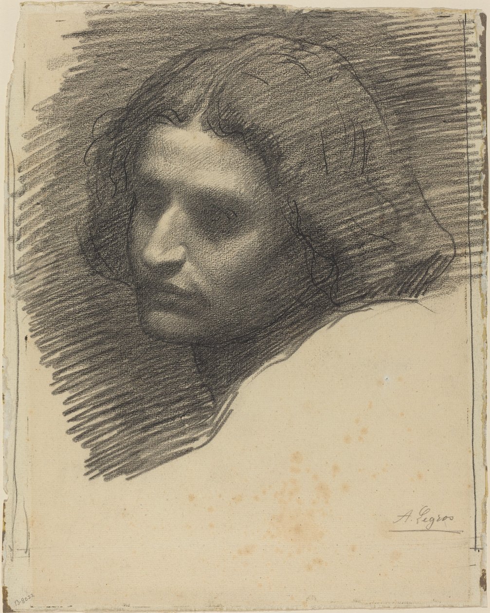 Leder for en mann som vender mot venstre [recto] av Alphonse Legros