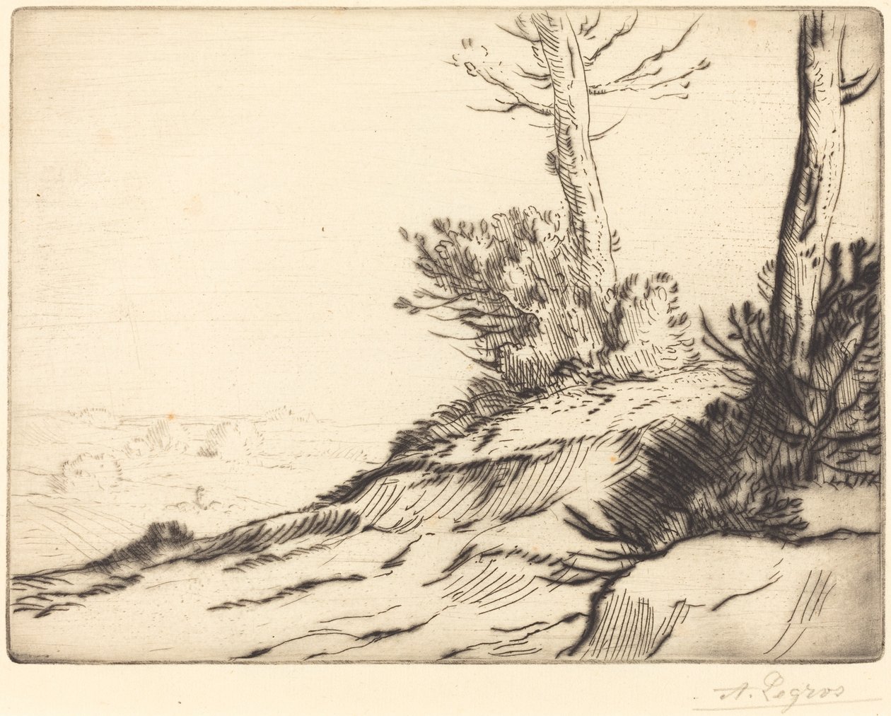 Hill med busker La butte aux broussailles. av Alphonse Legros