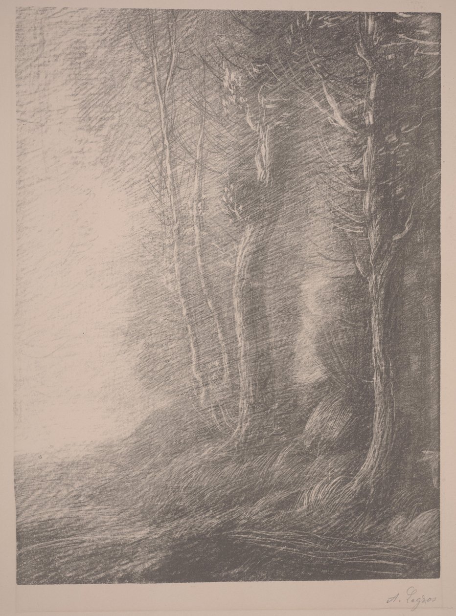 Landskap (litho) av Alphonse Legros