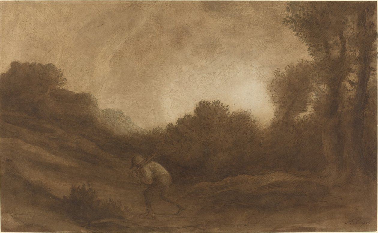 Landskap, kveld. av Alphonse Legros
