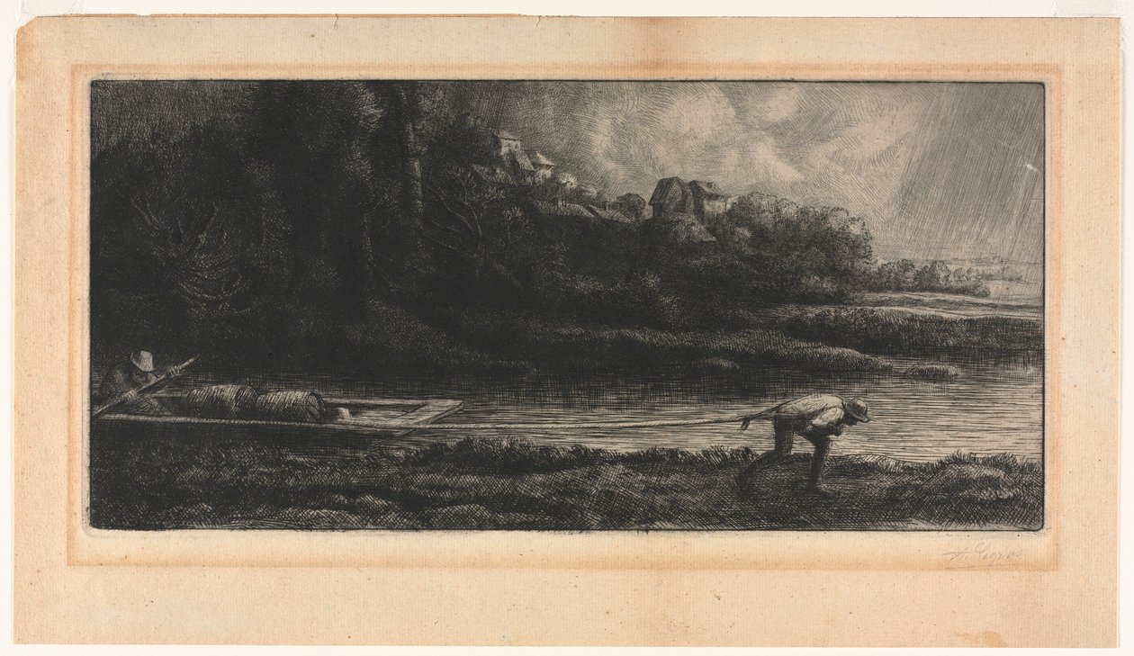 Landskapet med båten. av Alphonse Legros
