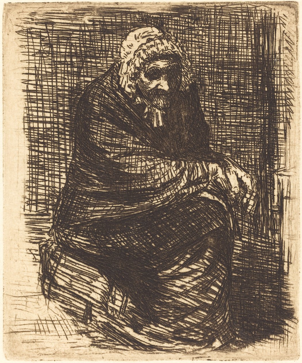 Gammel kvinne sitter av Alphonse Legros