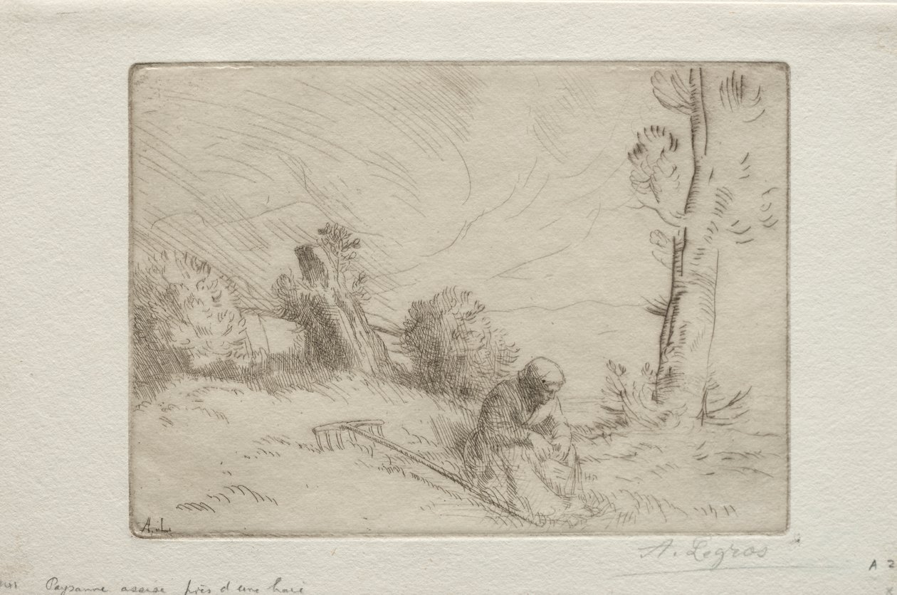 Bonde nær et steingjerde av Alphonse Legros