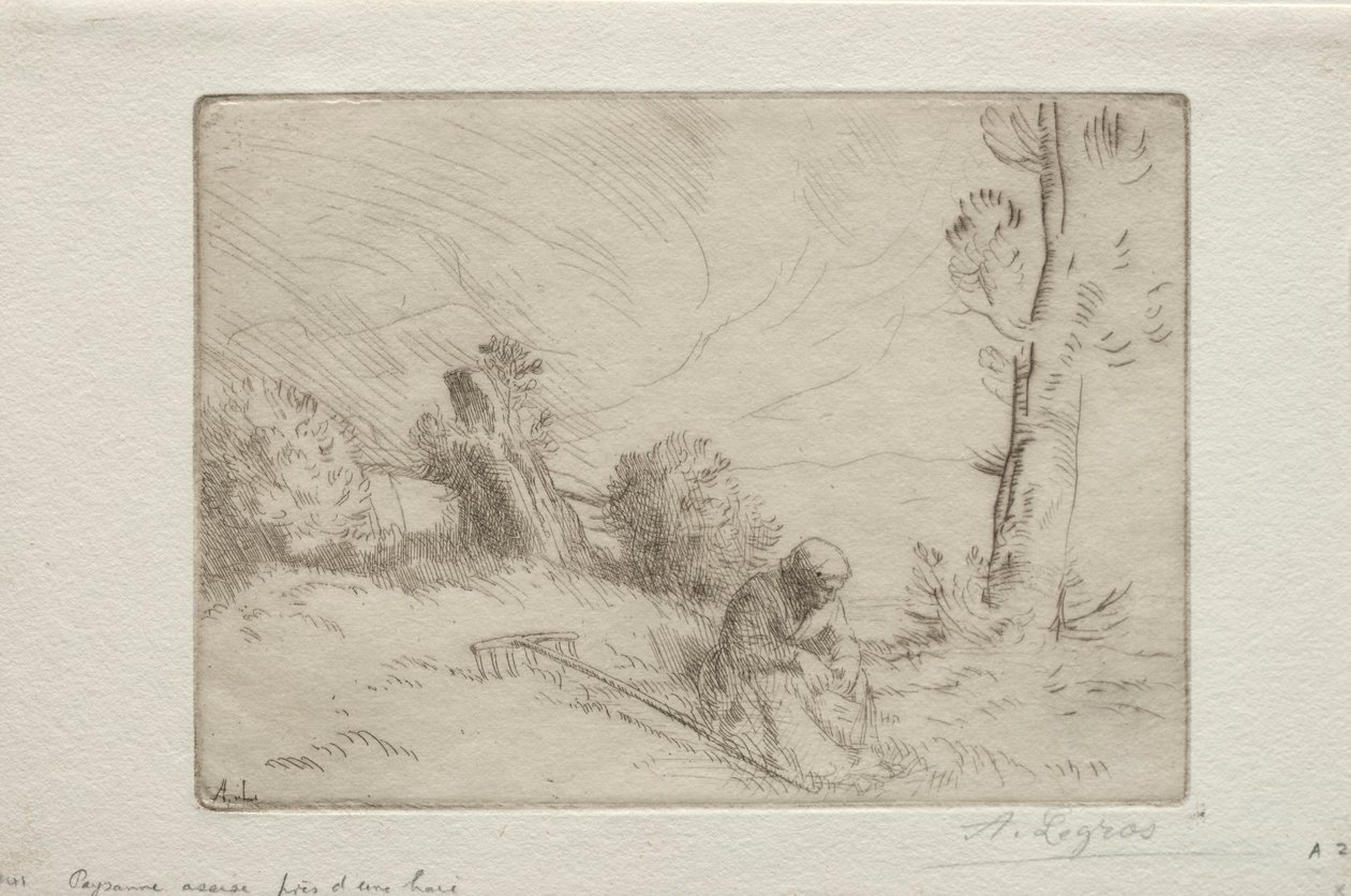 Bonde nær et steingjerde. av Alphonse Legros