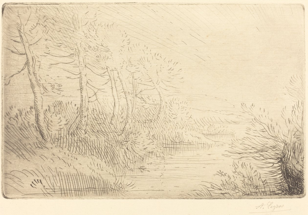 Elvebredden Bord de la riviere. av Alphonse Legros