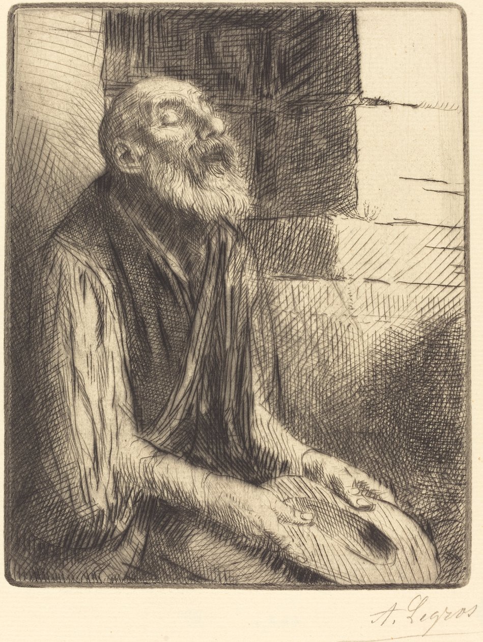 Sittende tigger (Mendiant assis) av Alphonse Legros
