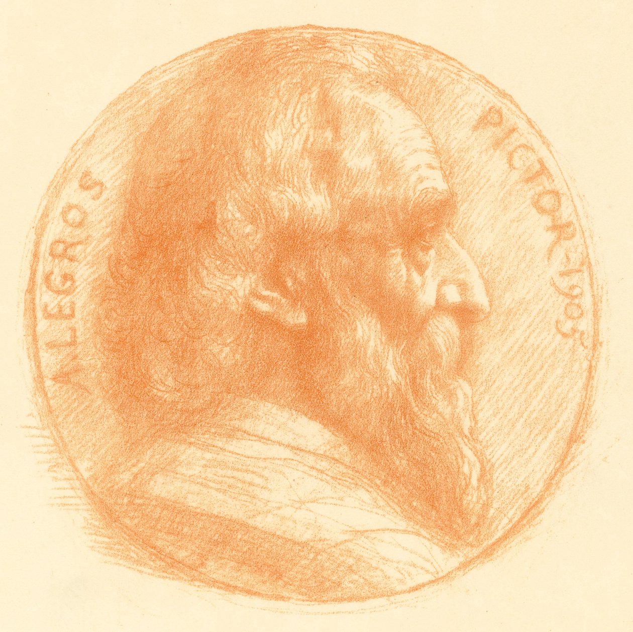 Selvportrett, Medaljong, nr.2, 11. plate. av Alphonse Legros
