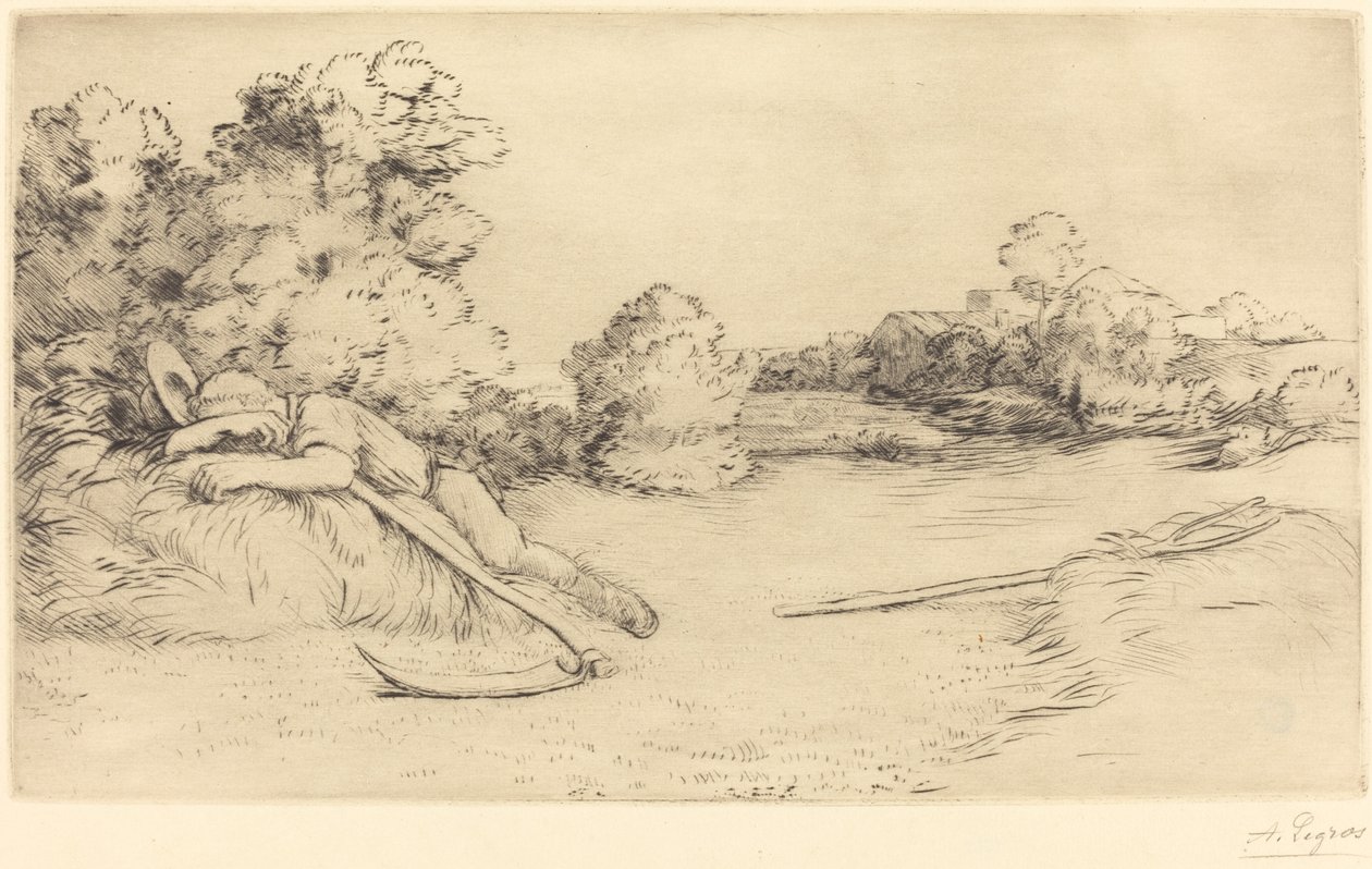 Siesta av en innhøstingsmaskin Siesta av en høstemaskin. av Alphonse Legros