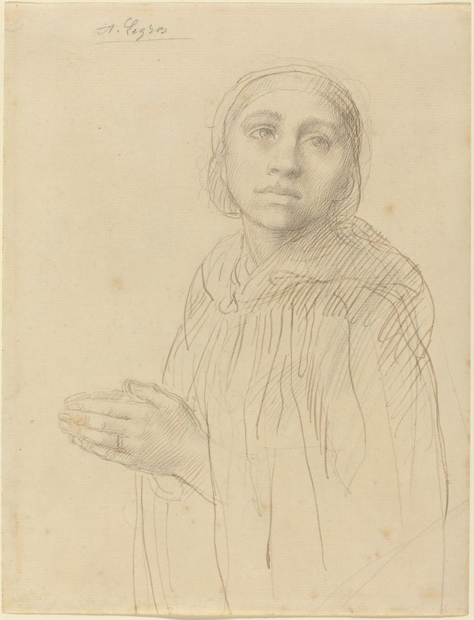 Studie av kvinne som ber. av Alphonse Legros