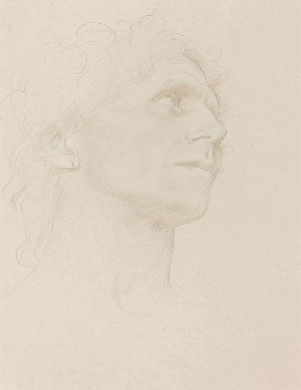 Studie av kvinnens hode, svingt til høyre. av Alphonse Legros
