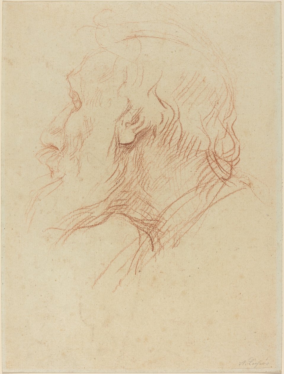 Studie av en tigger. av Alphonse Legros