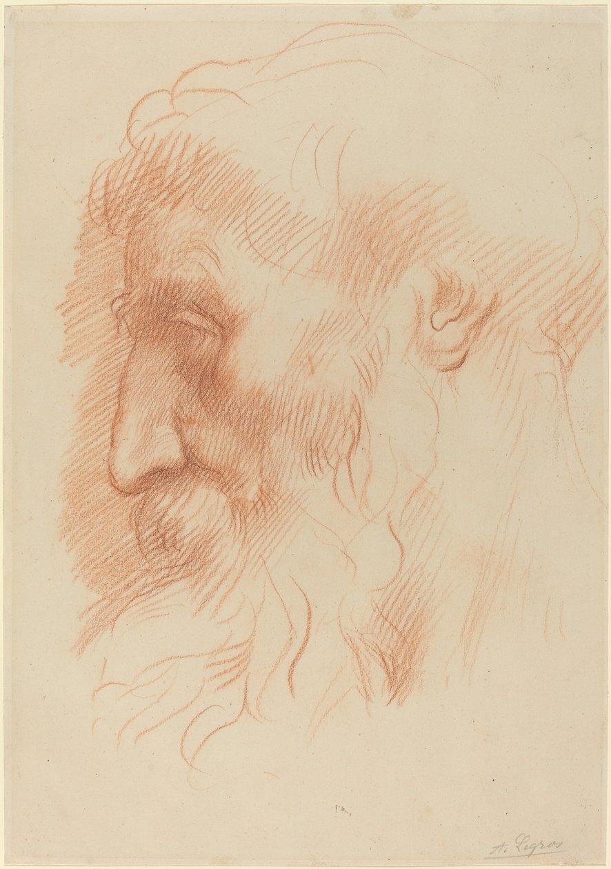 Studie av en manns hode [recto]. av Alphonse Legros