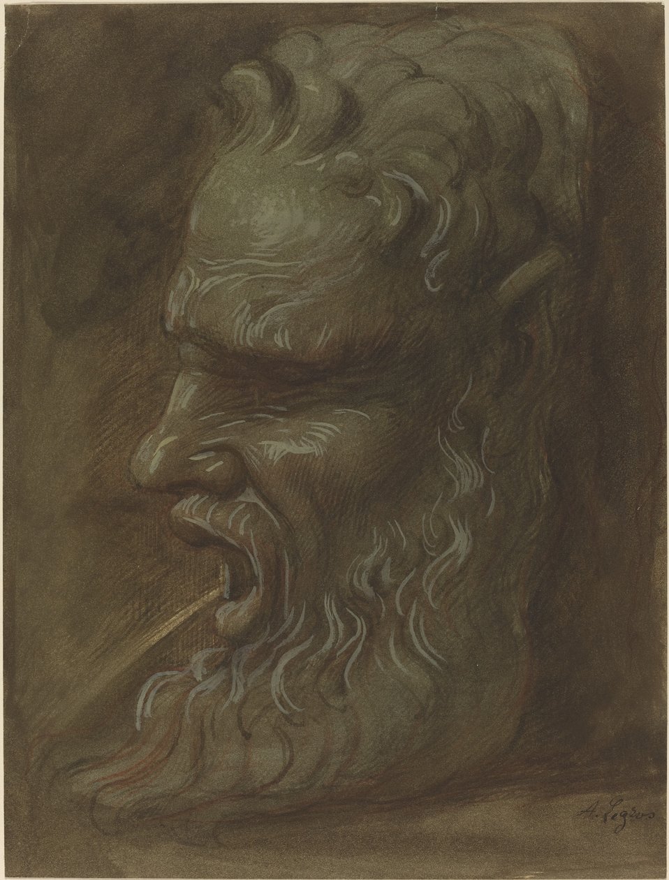 Studie av en maske. av Alphonse Legros