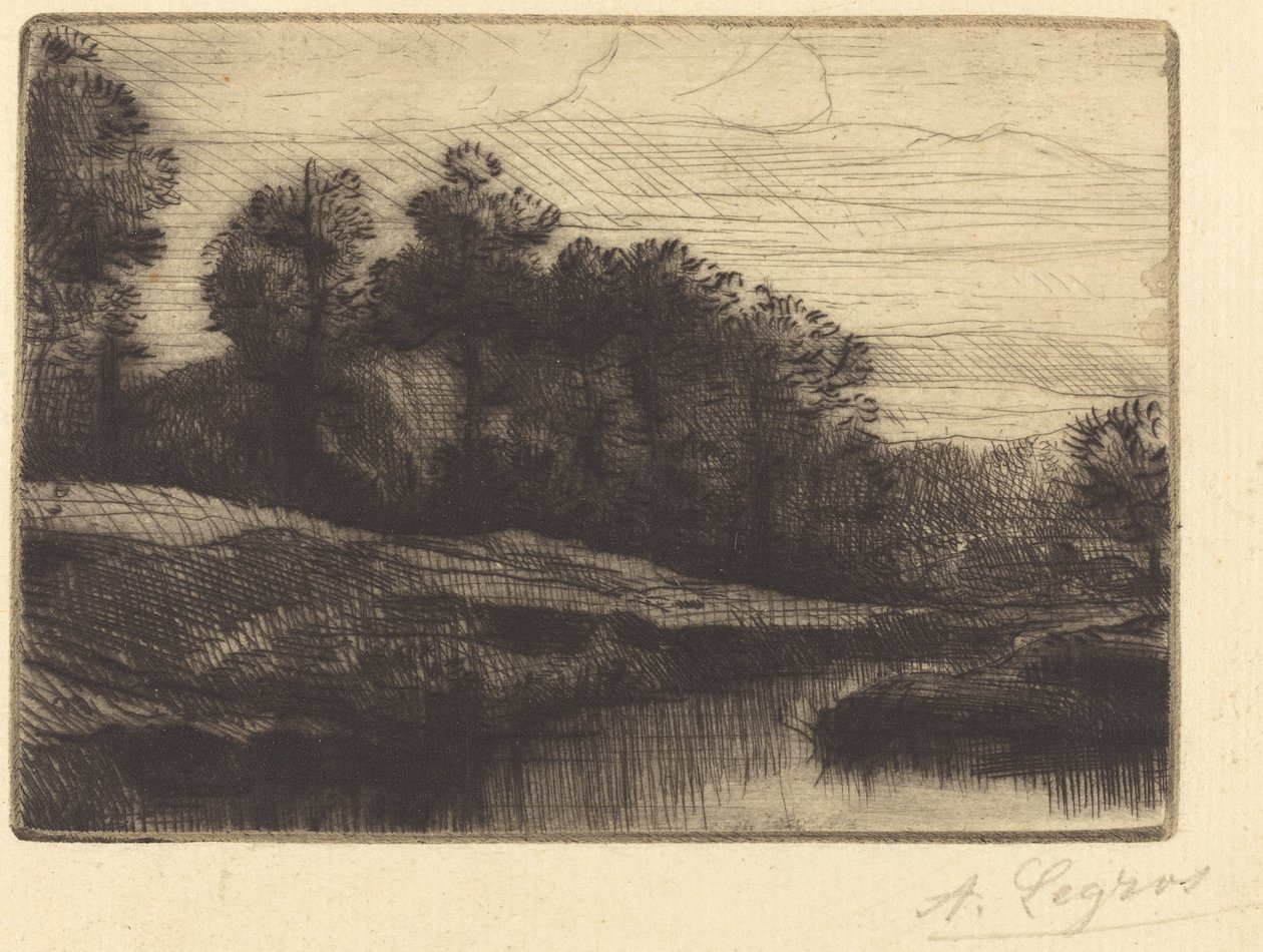 Solnedgang (kveld (solnedgang)) av Alphonse Legros