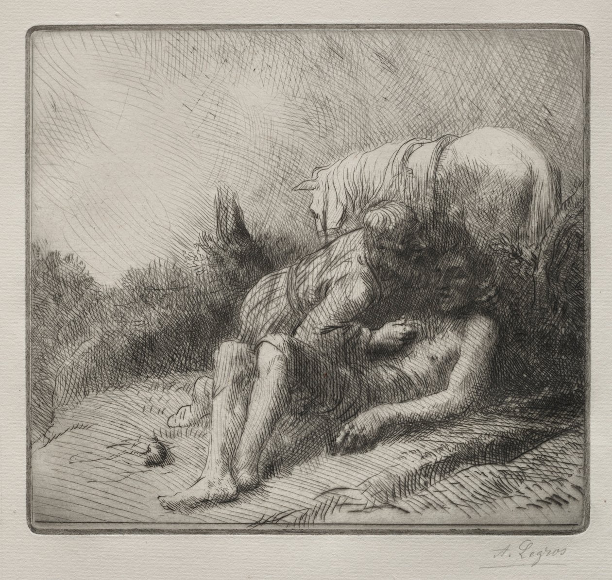 Den barmhjertige samaritan. av Alphonse Legros
