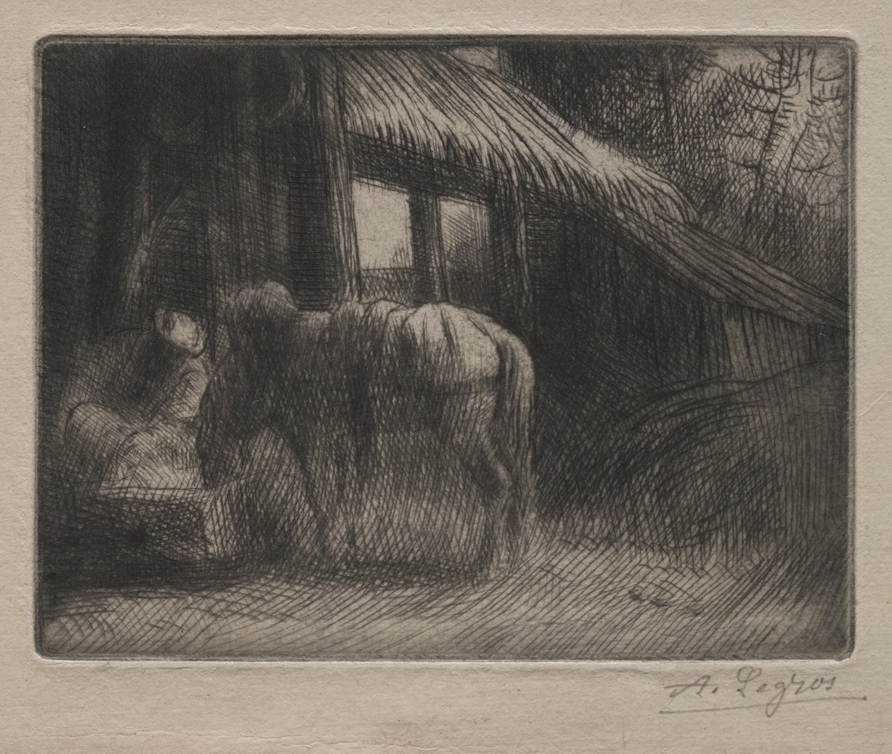 The Watering Place (andre tallerken) av Alphonse Legros