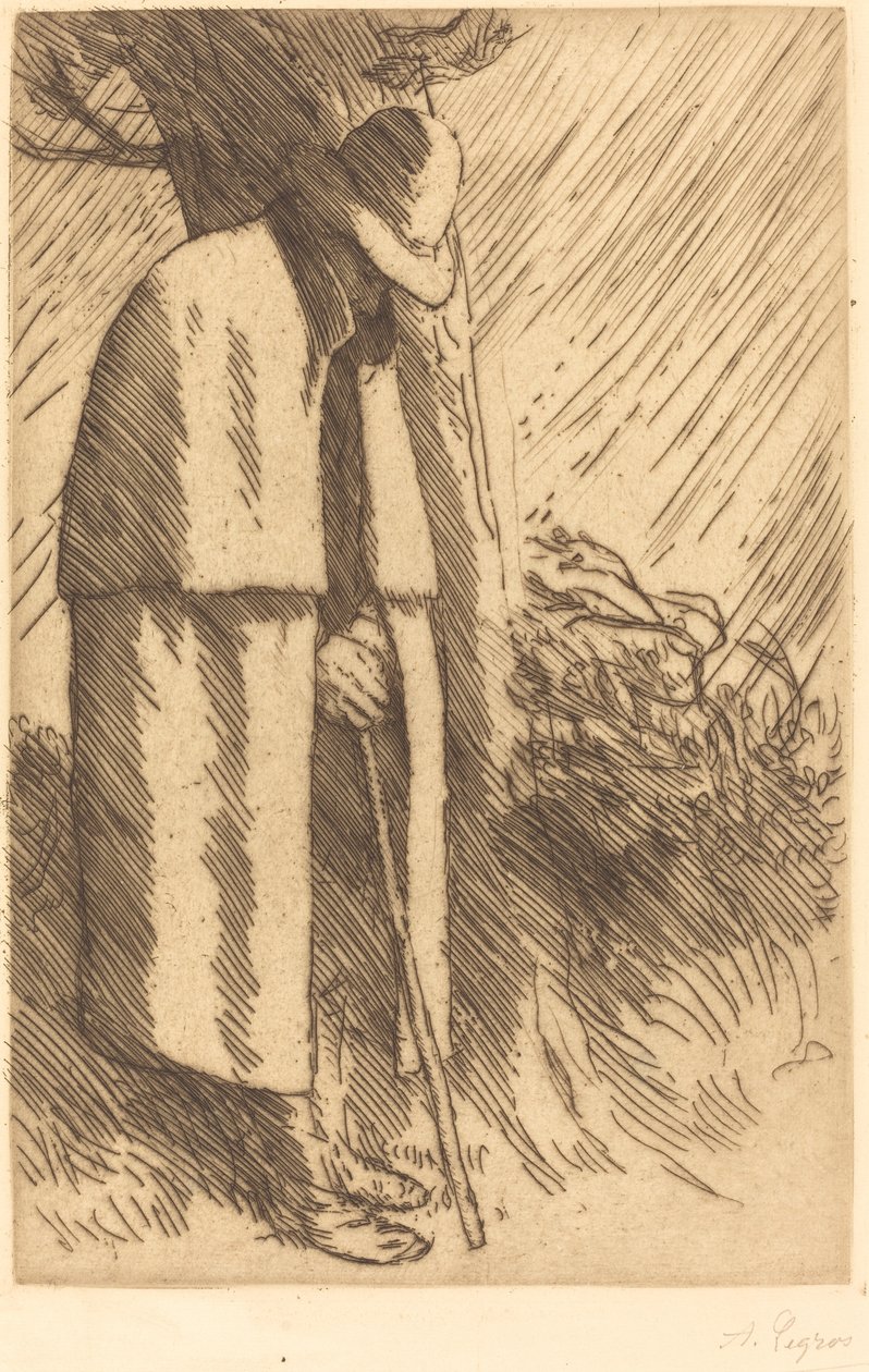 Reisende tar ly Den reisende søker ly. av Alphonse Legros