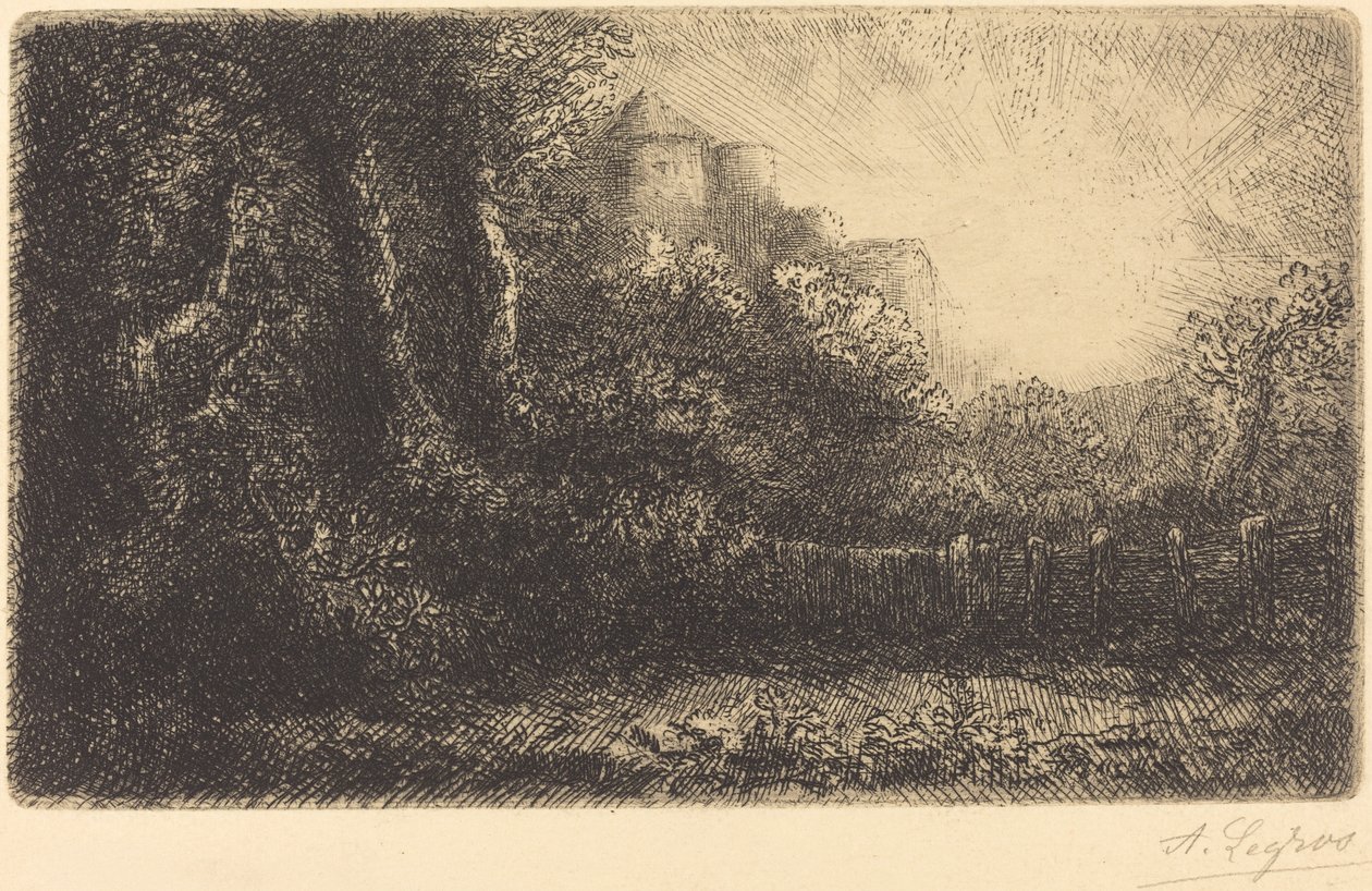 Utsikt over et slott (Chateau de Poillet) av Alphonse Legros