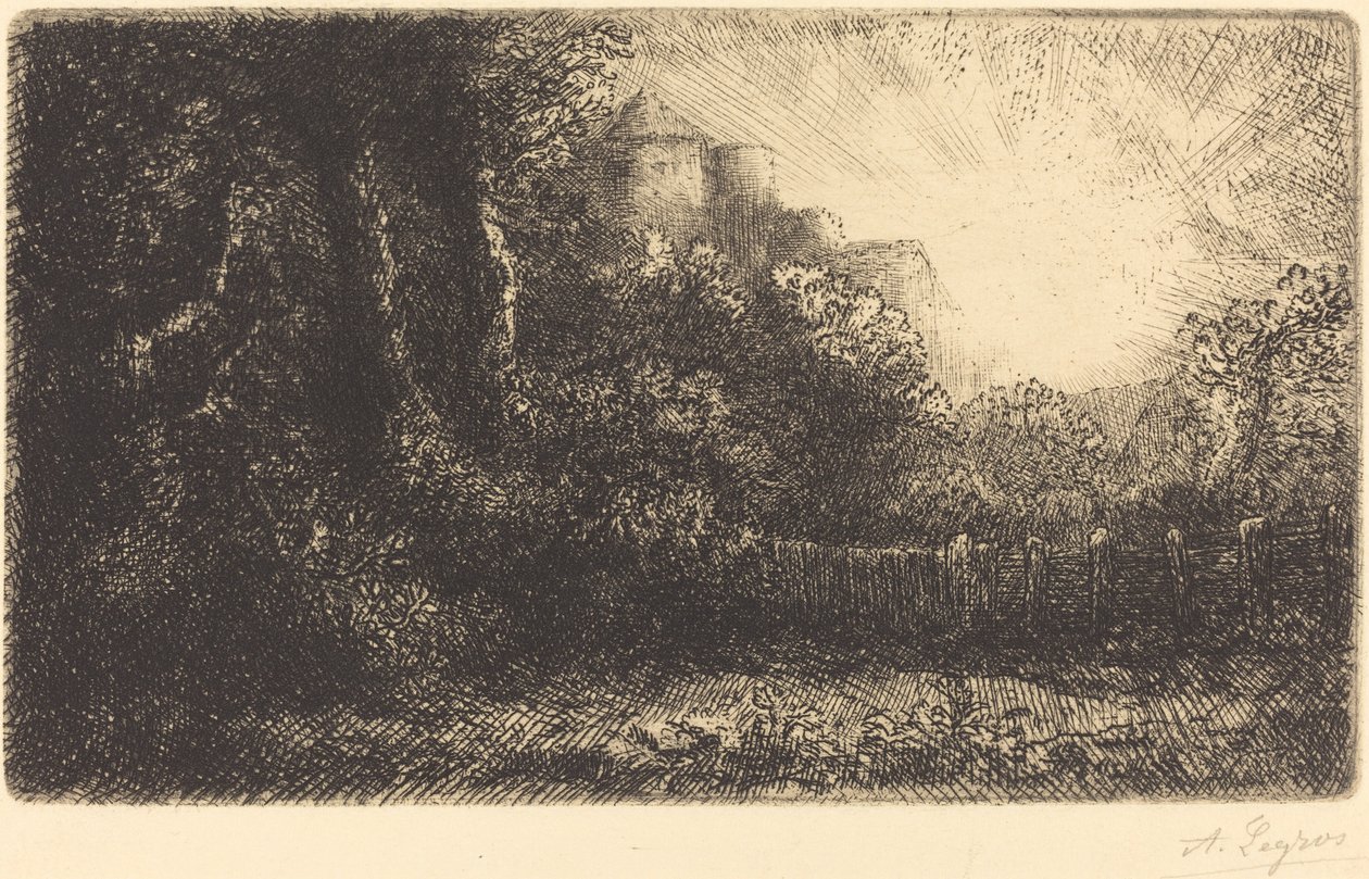 Utsikt over et slott (Chateau de Poillet) av Alphonse Legros