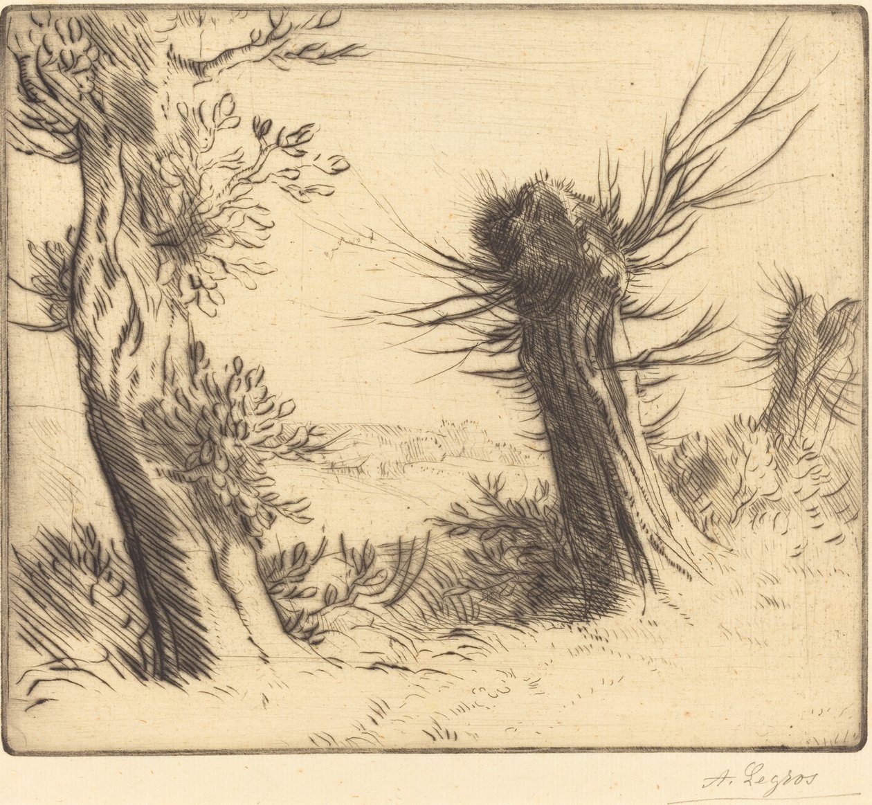 Piljer (Les saules) av Alphonse Legros