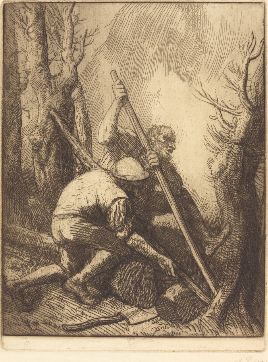 Vedhoggere, 3. tallerken (Les bucherons) av Alphonse Legros