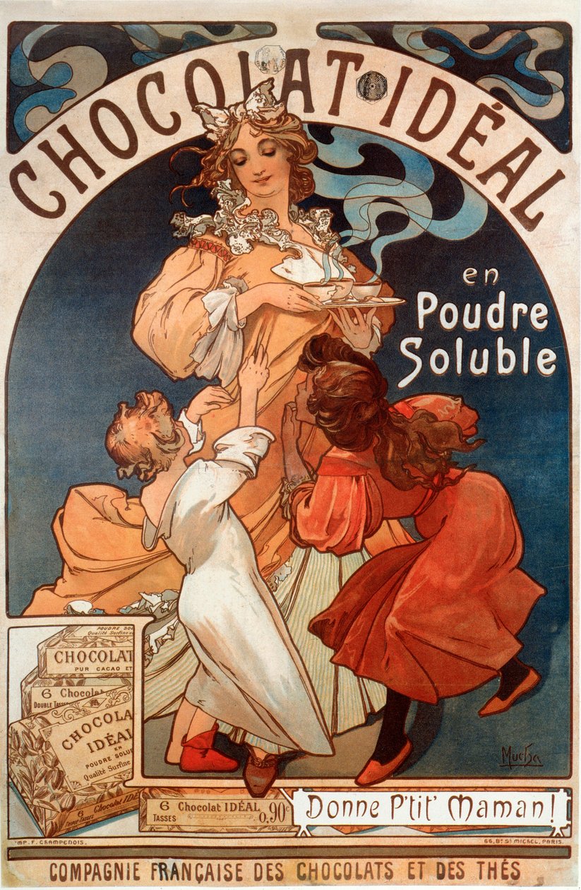 Reklameplakat for Chocolate ideal av Alphonse Mucha
