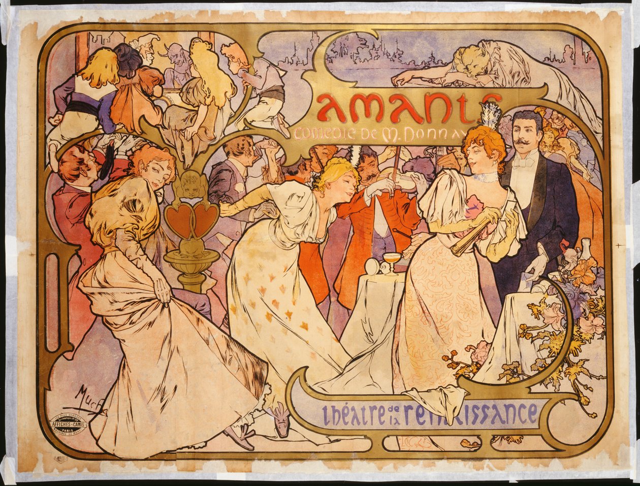 Elskere, 1895 av Alphonse Mucha