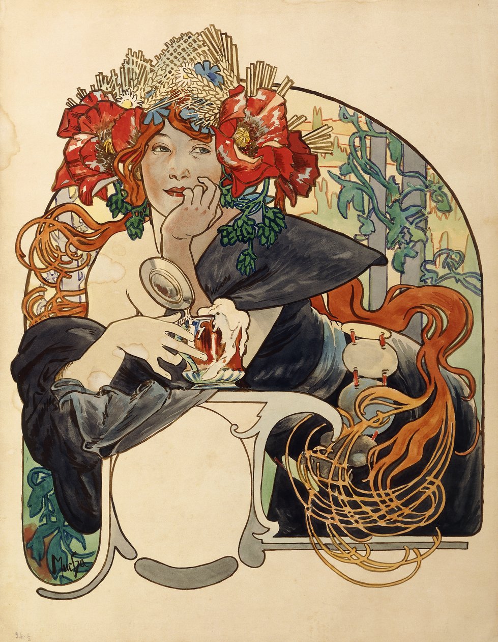 Meuse øl, av Alphonse Mucha