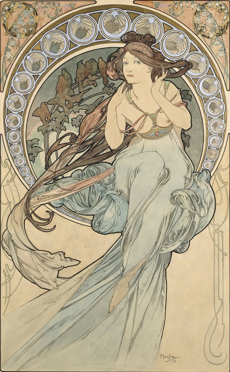 Musikken, 1898 av Alphonse Mucha